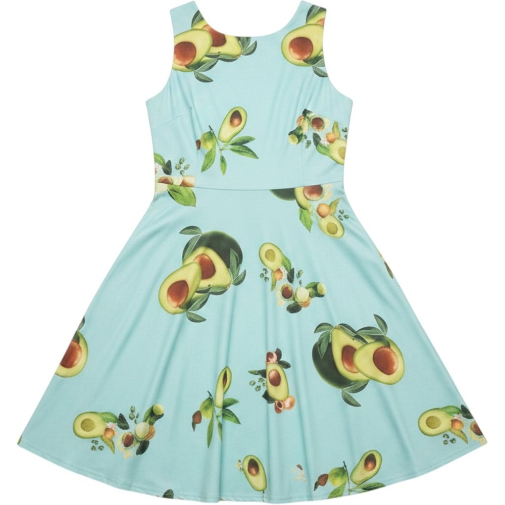 Avocado Lover Pin Up Swing Babydoll Dress Retro Mint Green Stretchy XL